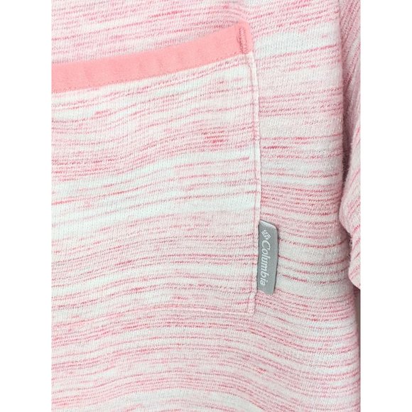 Columbia Pink White Striped Jersey Knit Pullover Crew Neck 3/4 Sleeve Shirt Top - Picture 3 of 5